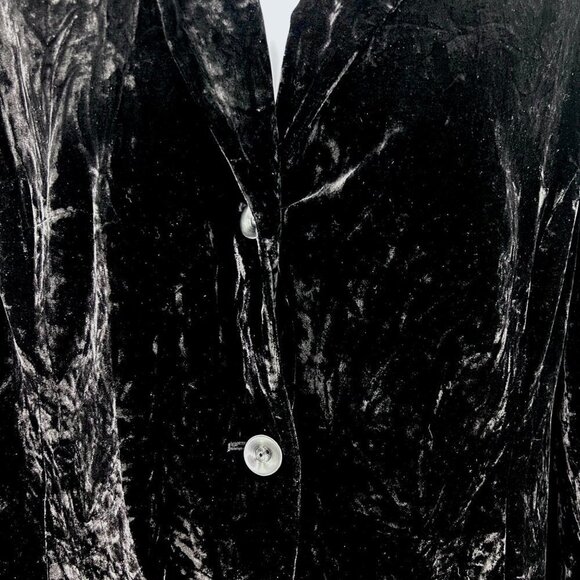 BLACK CRUSHED VELVET INC INTERNATIONAL CONCEPTS WOMAN LONG JACKET - 16W - Picture 3 of 5